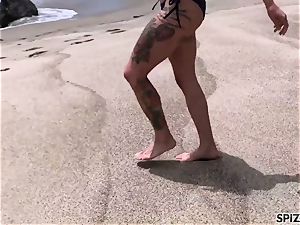 Anna Bell Peaks nailing a meaty manmeat on the beach